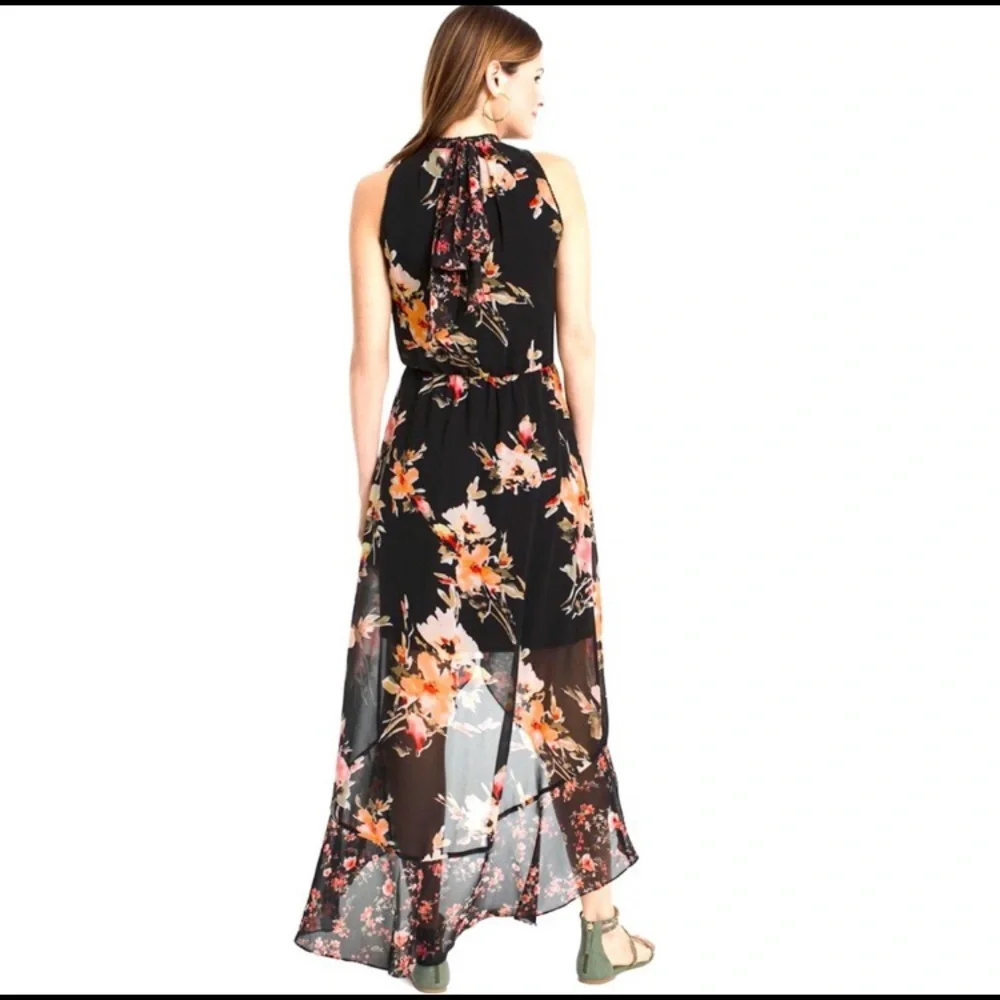 White House Black Market Maxi High-Low Sleeveless Floral Dress - Picture 3 of 12